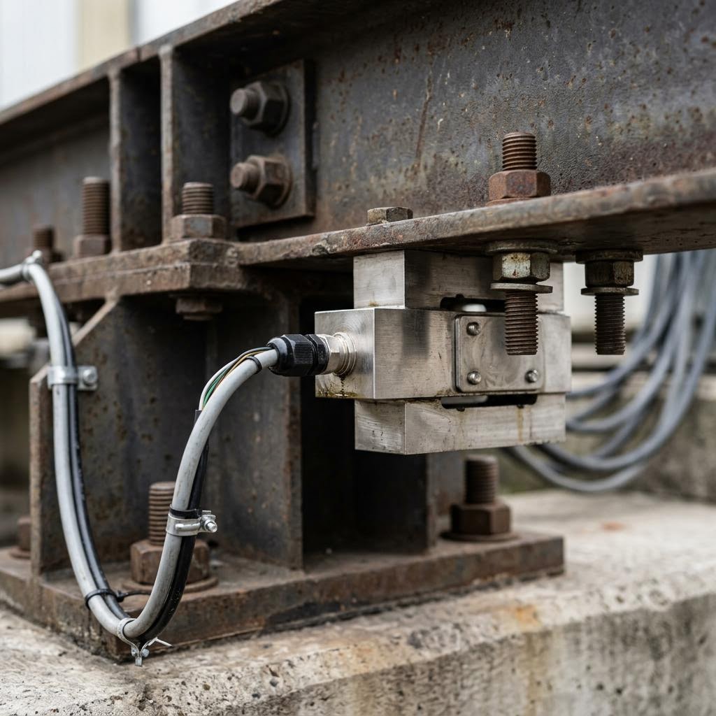 Illustration of a load cell under a weighbridge girder